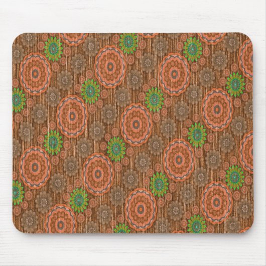 Die Orangen, mit Blumen bestreuten Fäden strukturi Mousepad (Vorne)