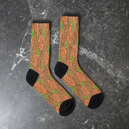 Die Orangen, mit Blumen bestreuten Fäden strukturi Socken