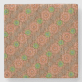 Die Orangen, mit Blumen bestreuten Fäden strukturi Steinuntersetzer (Vorderseite)