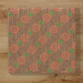 Die Orangen, mit Blumen bestreuten Fäden strukturi Steinuntersetzer