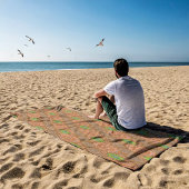 Die Orangen, mit Blumen bestreuten Fäden strukturi Strandtuch