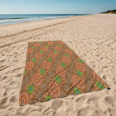 Die Orangen, mit Blumen bestreuten Fäden strukturi Strandtuch