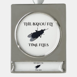 Die Original Bayou Fliege  Die Zeit Fliegt Banner-Ornament Silber