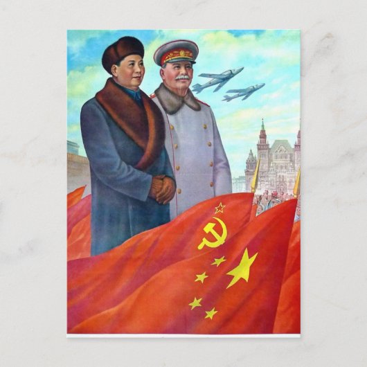 Die Originalpropaganda Mao tse tung und Joseph Sta Postkarte (Vorderseite)