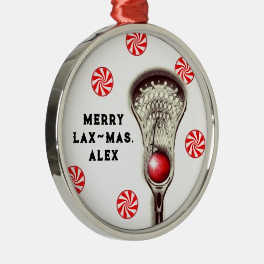 Die originelle Merry Lax-mas Lacrosse Ornament Aus Metall (Rechts)