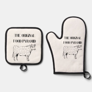 Die originelle Nahrungspyramide Ofenhandschuh & Topflappen-Set