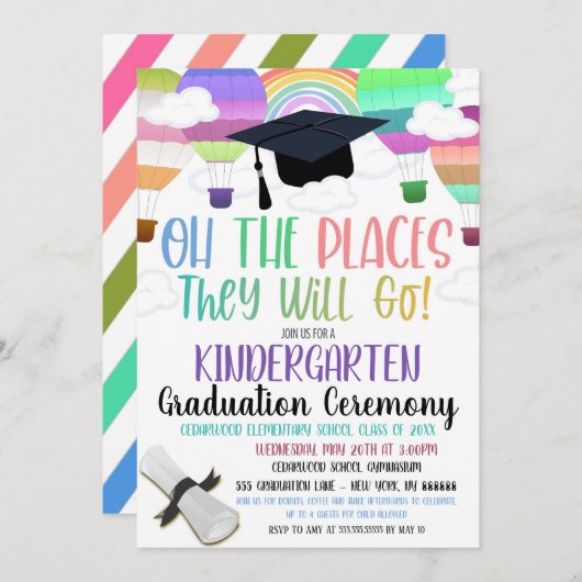 Die Orte, an denen sie zum Abschluss einladen werd Einladung (Vorne/Hinten)