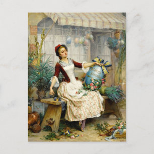 Die Ostereier, Vintage Malerei der bildenden Kunst Feiertagspostkarte