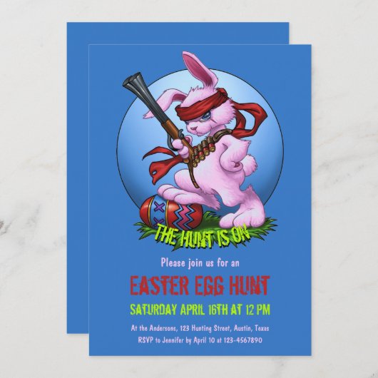 Die Ostereierjagd ist auf dem sonnigen Jäger Einladung (Vorne/Hinten)