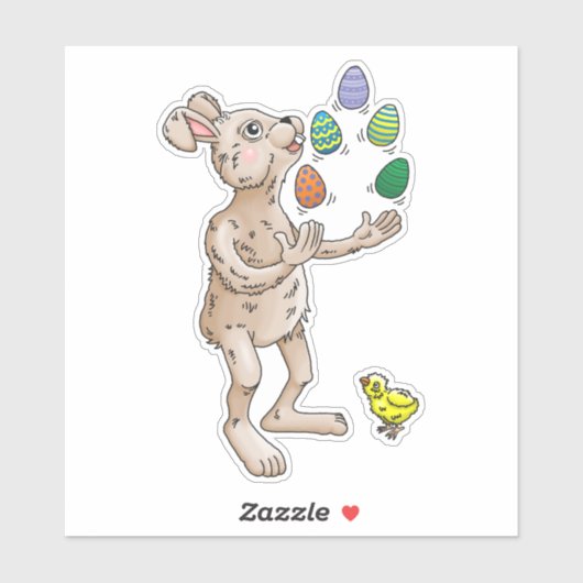 Die Ostersonnenjongliere mit den Ostereiern Aufkleber (Blatt)