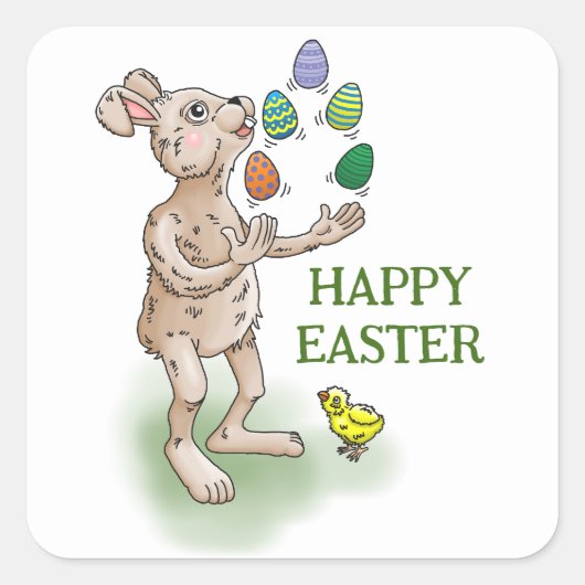 Die Ostersonnenjongliere mit den Ostereiern Quadratischer Aufkleber (Vorderseite)