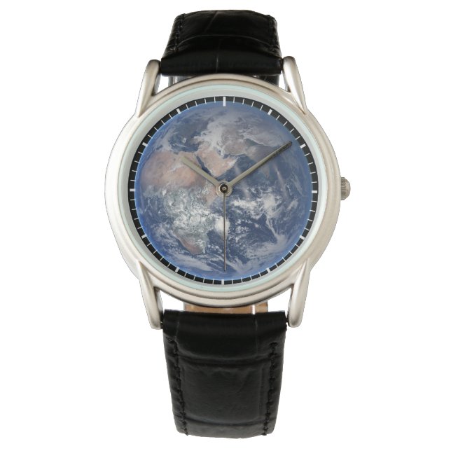 Die östliche Hemisphäre auf der Erde. Armbanduhr (Vorderseite)