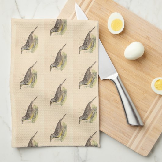 Die östliche Meadowlark (Sturnella magna) NY Vögel Geschirrtuch (Viertel Falte)