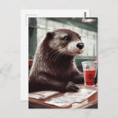 Die Otter im Café Postkarte (Vorne/Hinten)