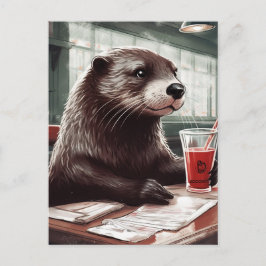 Die Otter im Café Postkarte