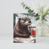 Die Otter im Café Postkarte (Stehend Vorderseite)