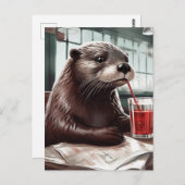 Die Otter im Café Postkarte (Vorne/Hinten)