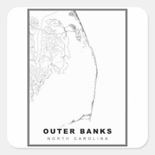 Die Outer Banks Karte Quadratischer Aufkleber