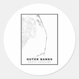 Die Outer Banks Karte Runder Aufkleber