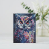 Die Owl Wasserfarbe Farbe Spritzer Postkarte (Stehend Vorderseite)