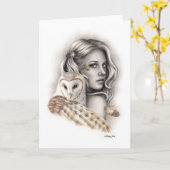 Die Owls Girl Grußkarte Karte (Gelbe Blume)