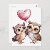 Die Owls mit einem Herzballon Postkarte (Vorne/Hinten)