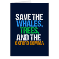 Die Oxford Comma Funny Grammar Card gerettet