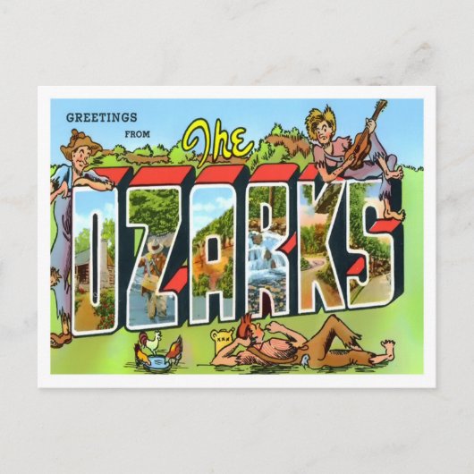Die Ozarks-Vintage Postkarte der großen Buchstaben (Vorderseite)