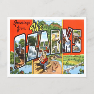 Die Ozarks-Vintage-Postkarte mit großen Buchstaben Postkarte