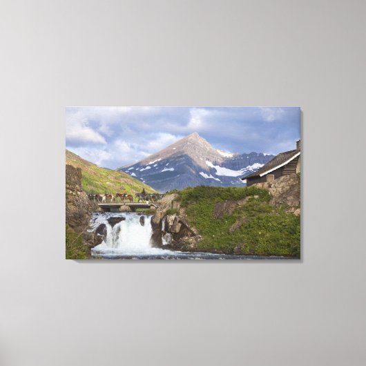 Die Packer führen die Pferde über die Brücke Leinwanddruck (Vorderseite)