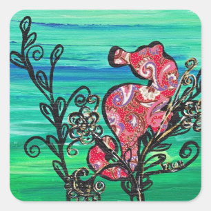 Die Paisley-Seepferd-Aufkleber Quadratischer Aufkleber