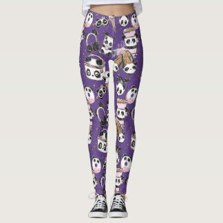 Die Panda-Diva-lila Leggings und die Yoga-Hose