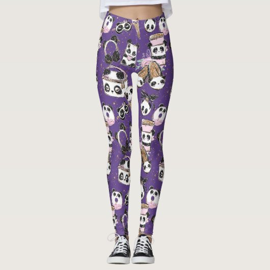 Die Panda-Diva-lila Leggings und die Yoga-Hose (Vorderseite)