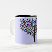 Die Papageien-Baum-Tasse Zweifarbige Tasse (Vorderseite Links)