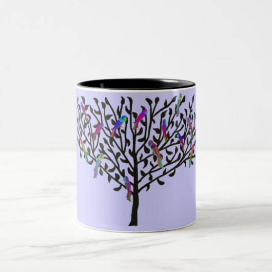 Die Papageien-Baum-Tasse Zweifarbige Tasse (Mittel)