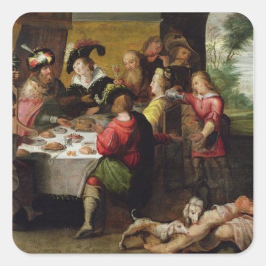 Die Parabel des reichen Mannes und des Lazarus Quadratischer Aufkleber (Vorderseite)