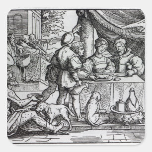 Die Parabel von Lazarus und von Tauchen Quadratischer Aufkleber