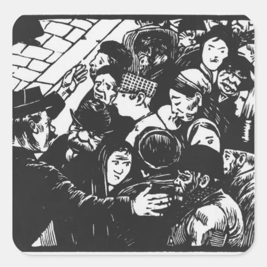 Die Pariser Menschenmenge von 1892 Quadratischer Aufkleber (Vorderseite)