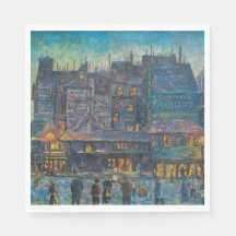 Die Pariser Straße liegt nachts auf (französische 