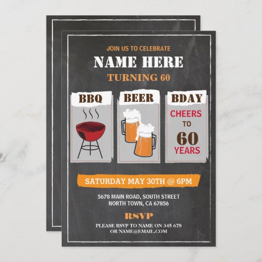 Die Party Einladung der GRILLEN (Vorne/Hinten)