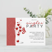 Die Party Einladung der Herz-Cocktail-Glas-Singles (Stehend Vorderseite)