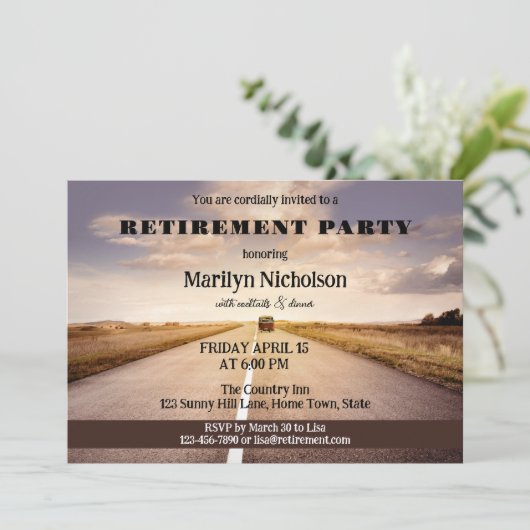 Die Party Einladung für das Ruhestand im Straßenve (Stehend Vorderseite)