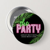 Die Party Grün & Pink Tropical Bach Button (Vorne & Hinten)