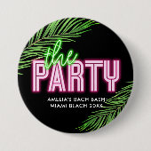 Die Party Grün & Pink Tropical Bach Button (Vorderseite)