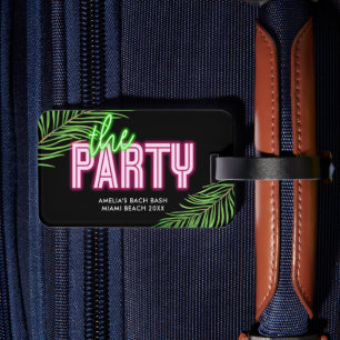 Die Party Grün & Pink Tropical Bach Gepäckanhänger