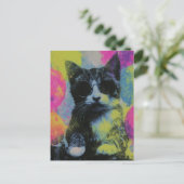 Die Party-Katze Postkarte (Stehend Vorderseite)