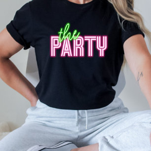 Die Party Neon Grün & Pink Tropischer Bach T-Shirt