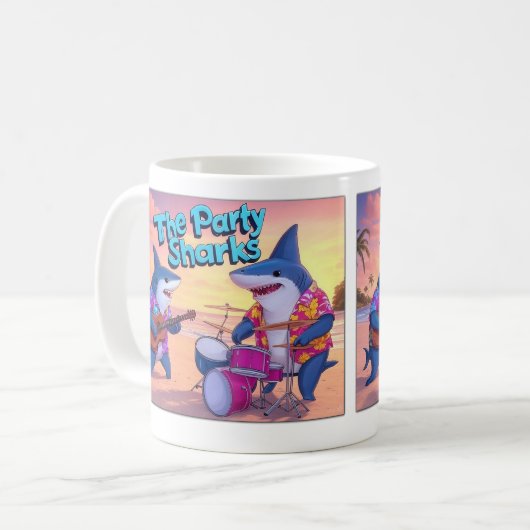 Die Party Sharks Band Kaffeetasse (Vorderseite Links)