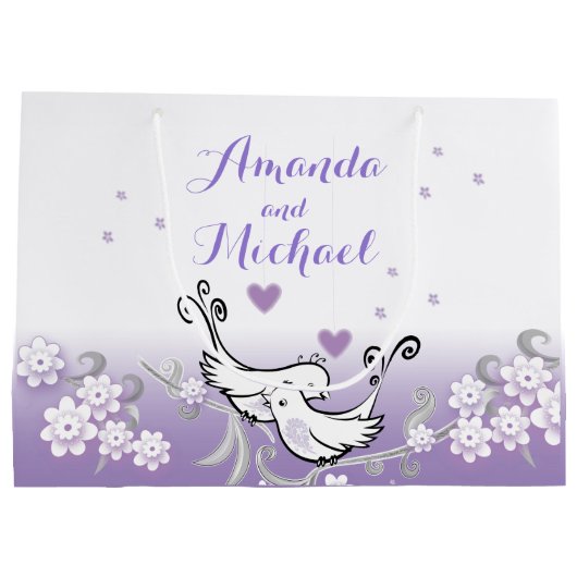 Die PastellLiebevögel, die großes glattes Geschenk Große Geschenktüte (Rückseite)