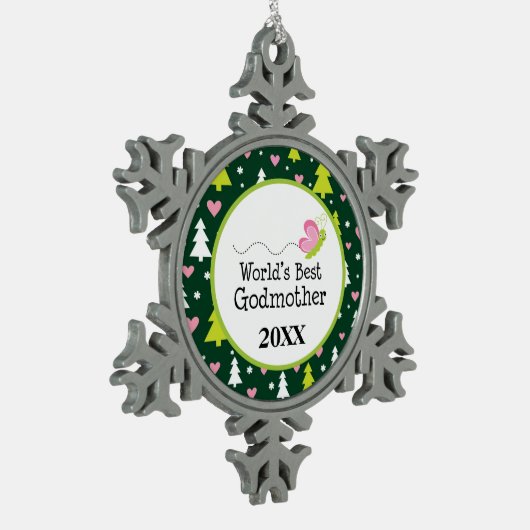 Die Patin-Weihnachtsgeschenk der Welt bestes Schneeflocken Zinn-Ornament (Links)